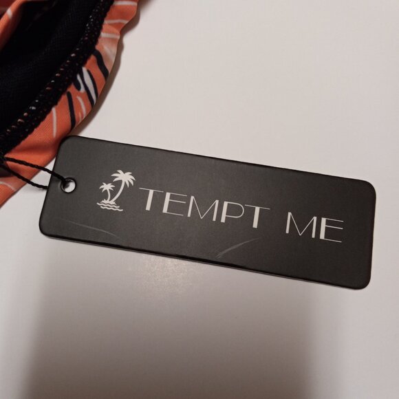 Tempt Me Tankini Swim Top One Shoulder Floral Black Coral Large Beach Vacation - Picture 7 of 13